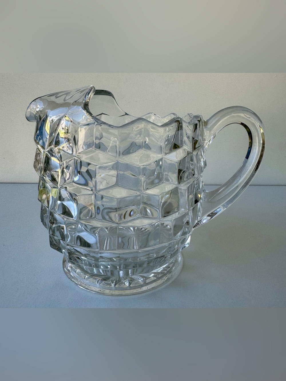 Fostoria American Clear Vintage Ice Lip Glass Pitcher Jug 48 ounce